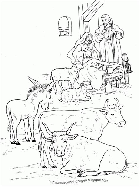 Nativity Animals Coloring Page