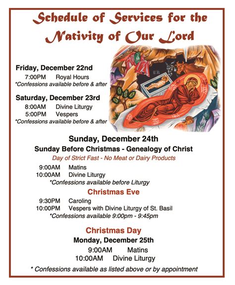 Nativity Catholic Church Schedule