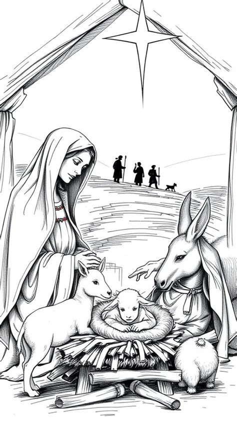 Nativity Scene Drawing