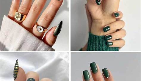 Natural Grace: Forest Green Ensemble With Pink Nails For An Earthy Vibe