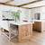 natural wood kitchen island with seating