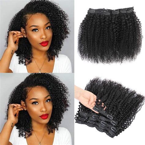 Afro Kinky Curly Clip In Human Hair Extensions 4B 4C Brazilian Human