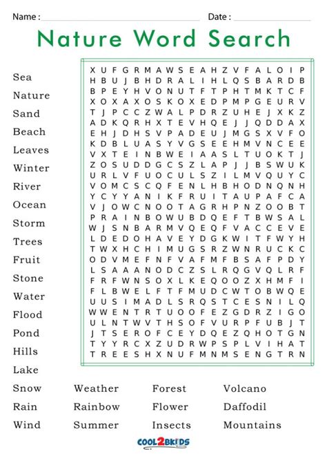 nature word search nature words nature camping words nature word