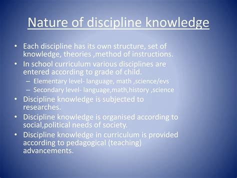 nature of discipline knowledge in school curriculum pdf