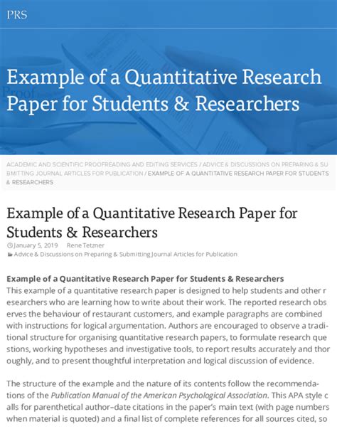 nature of the study in quantitative research example