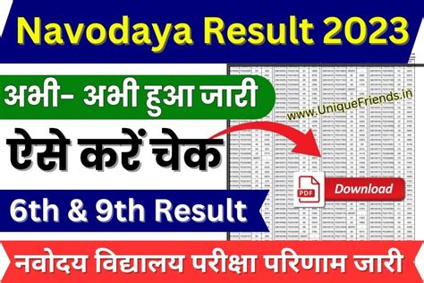 nava result 2023 class 6 answer check