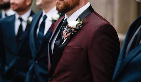 navy blue maroon burgundy wedding groom look Blue tuxedo