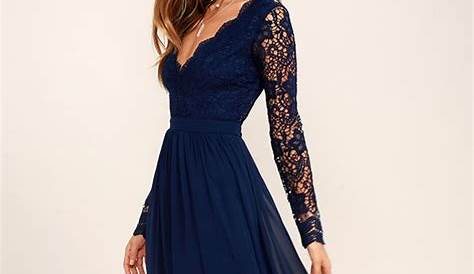 Navy Blue Formal Dress Long Sleeve Off The Shoulder s Lace Short