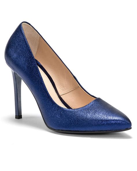 Navy blue high heels leather highheeled MarcoShoes.eu Online Shop