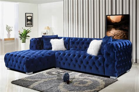 New Navy Blue Velvet Sectional Couch Best References