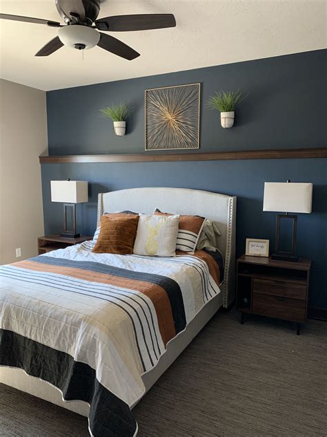 Navy Accent Wall In Bedroom