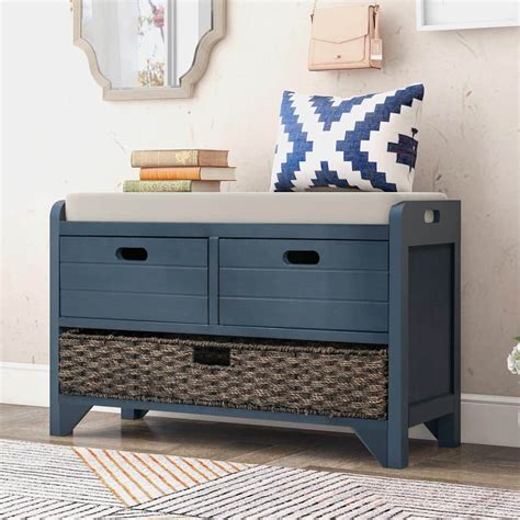 Organize Your Space with a Navy Bench with Storage - Stylish and Functional!