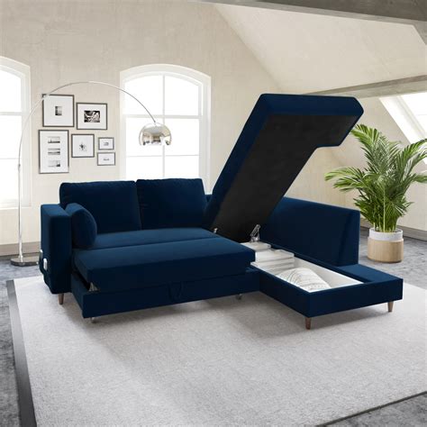 Navy Blue Corner Sofa Bed