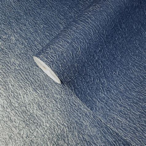 Navy Blue Embossed Wallpaper