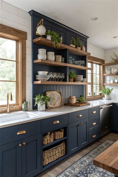 navy blue interiors kitchen