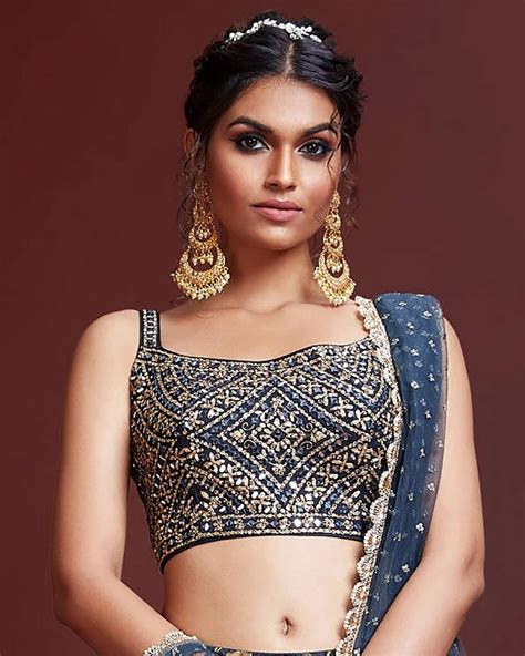 Navy Blue Mirror Work Blouse