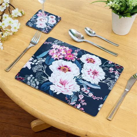 navy blue placemats and coasters