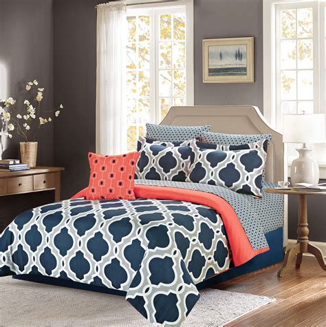 navy coral bedding