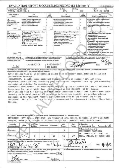 Navy Eval Bullets E6 Opening Statements