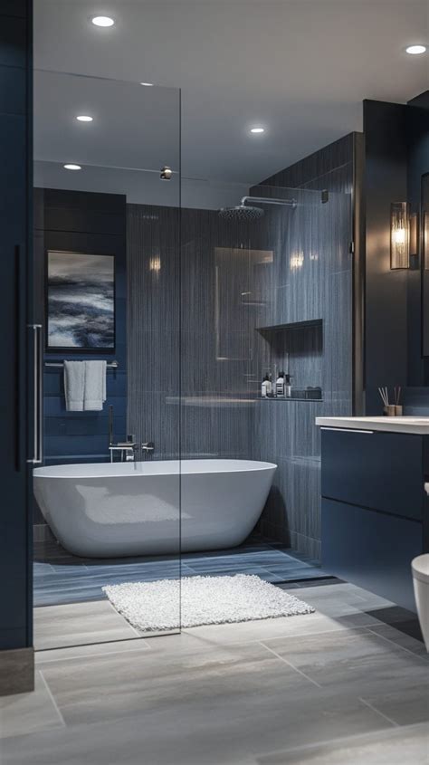 Navy Gray Bathroom