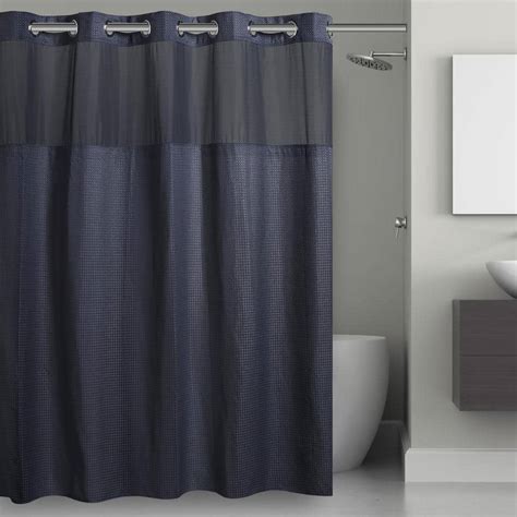 Hookless Navy Mystery Polyester Shower Curtain