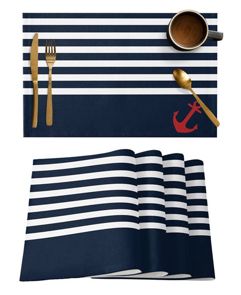 Navy Table Mats And Coasters