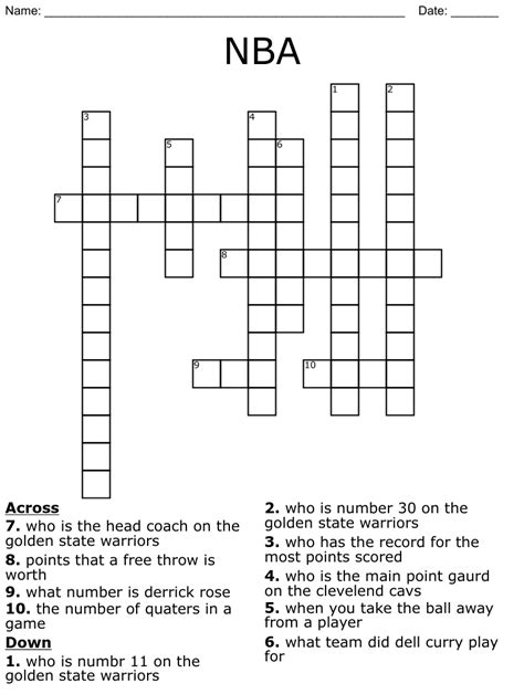 We have a new NBA crossword. It’s a little easier than the last one