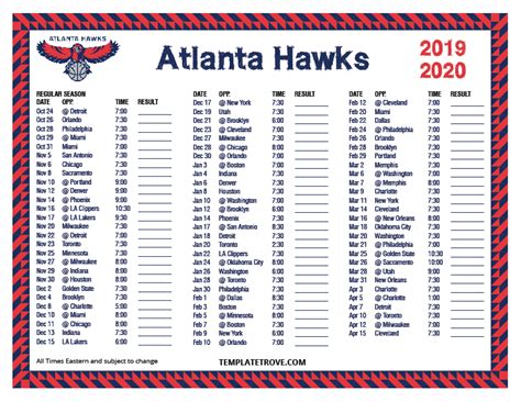 nba 2019-20 atlanta hawks schedule