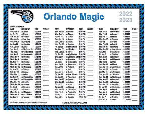 nba schedule orlando magic