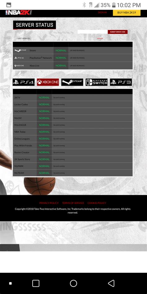 nba2k.com status for up to date information