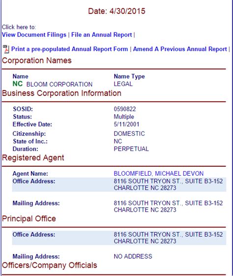 nc sos business registration search