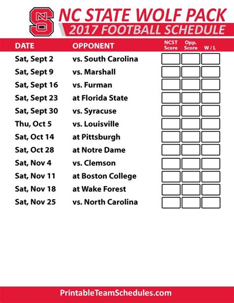 nc state university football schedule