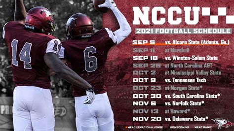 nccu football schedule and standings