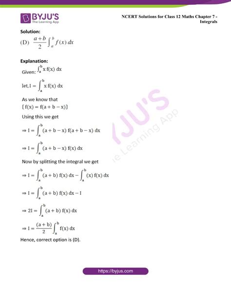 ncert solutions maths integrals