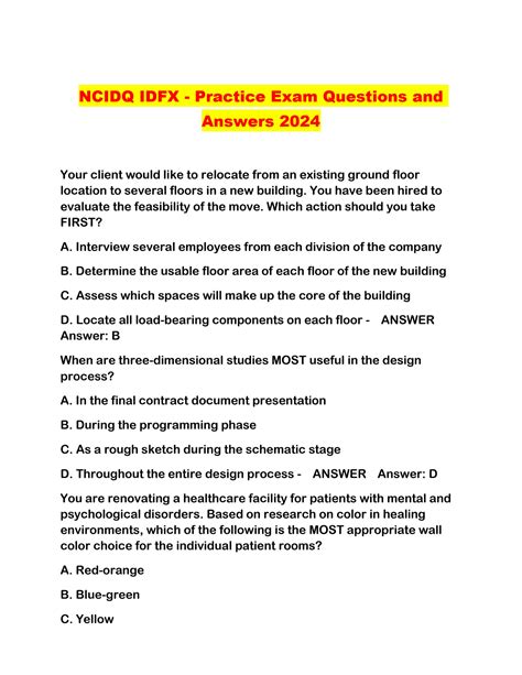 ncidq idfx practice exam