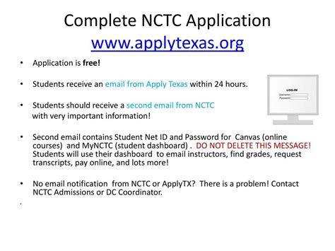 nctc admissions email