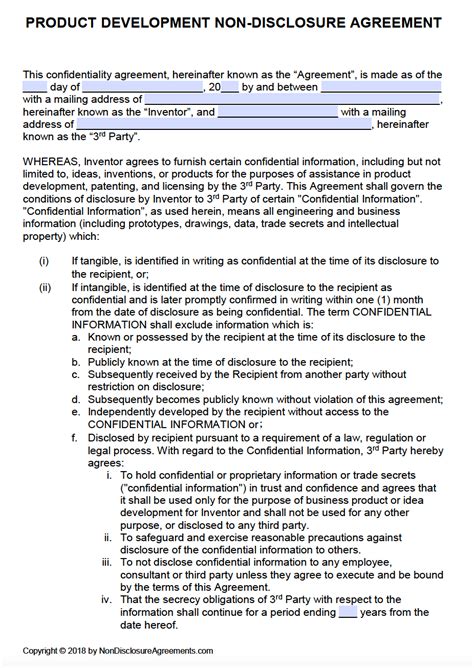 Simple Nda Template Free Of Mutual Confidentiality Agreements
