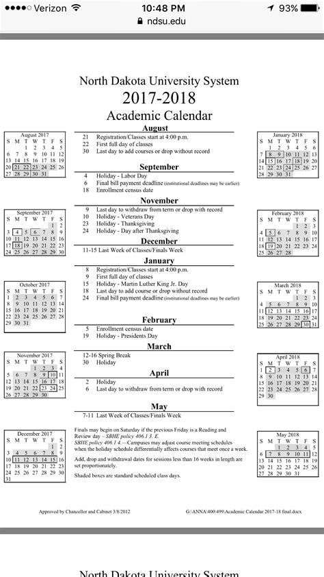 Ndsu School Calendar