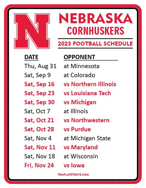 ne huskers 2023 football schedule