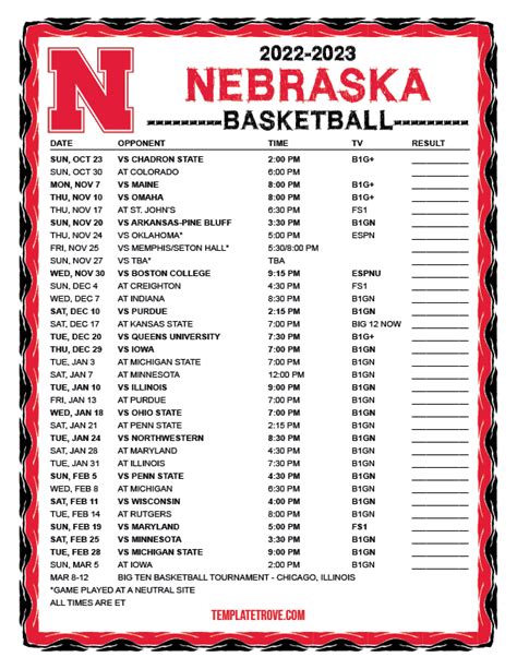 Uncover the Thrill: Nebraska Basketball Unveils Its Captivating Schedule