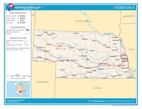 nebraska map with cities and towns and rivers