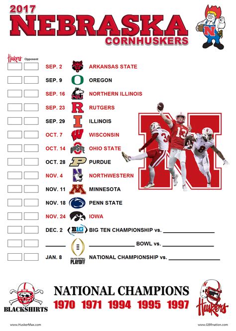 Nebraska Schedule 2017