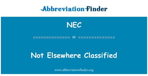 nec means not elsewhere coded. true or false
