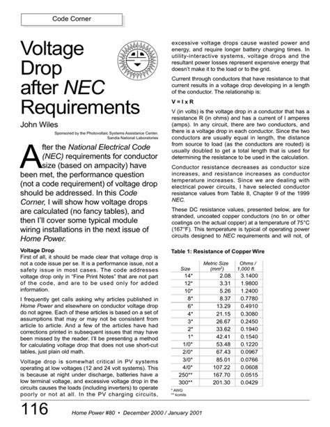 nec voltage drop article