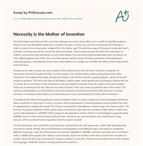 necessity is the mother of invention essay