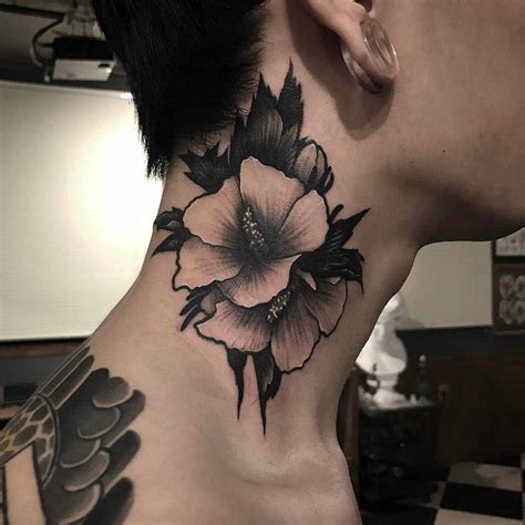 Inspiring Neck Flower Tattoo Designs References