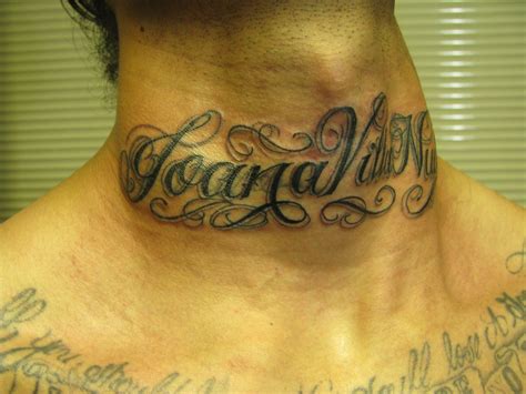Controversial Neck Name Tattoo Designs Ideas