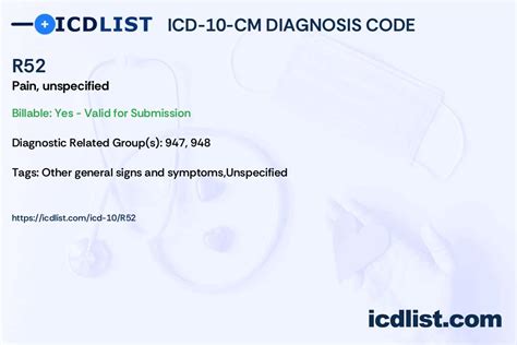 neck pain icd 10 r52