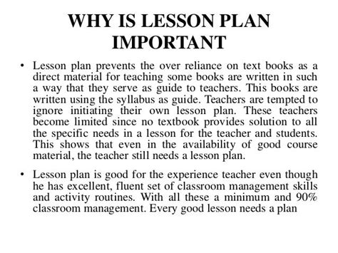 need and importance of lesson plan slideshare