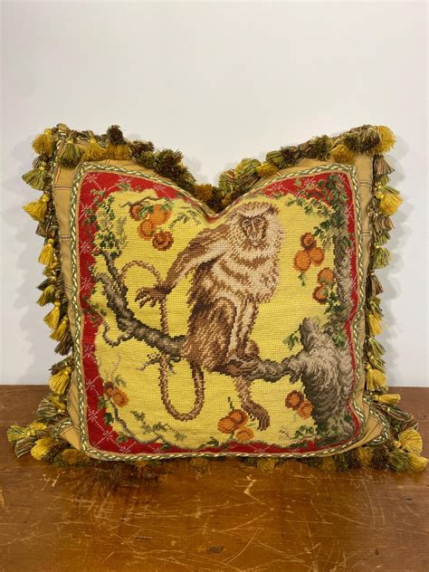 Needlepoint Monkey Pillow
